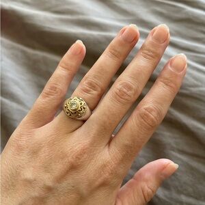 Silver and Gold Filigree Cocktail Ring with Citrine Gemstone